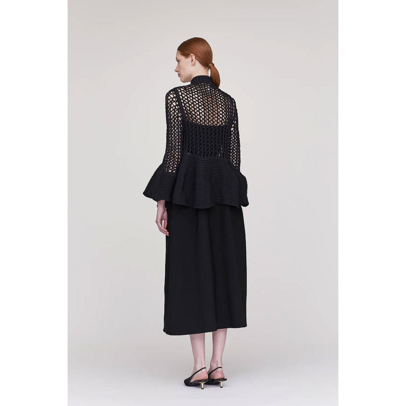 POTTERY LOW GAUGE-ZIP CARDIGAN-BALCK-