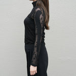 Knitted High Neck Top -BLACK-