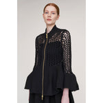 POTTERY LOW GAUGE-ZIP CARDIGAN-BALCK-