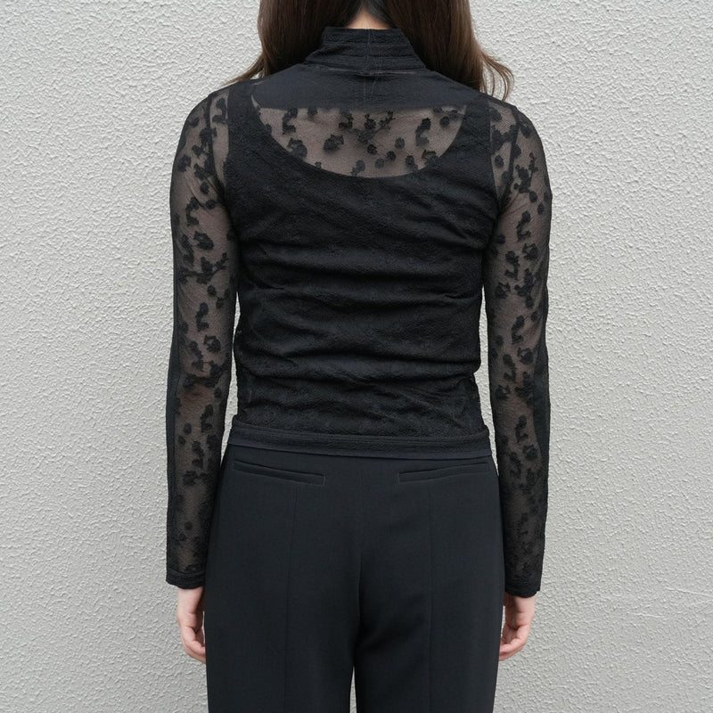 Knitted High Neck Top -BLACK-