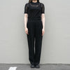 Knitted Crew Neck Top -BLACK-