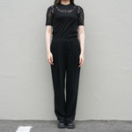 Knitted Crew Neck Top -BLACK-
