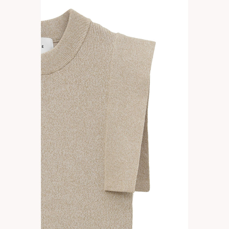 SQUARE SLEEVE KNIT TOPS -BLACK-
