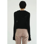 WOOL RIB HOODED TIGHT TOPS -BLACK-