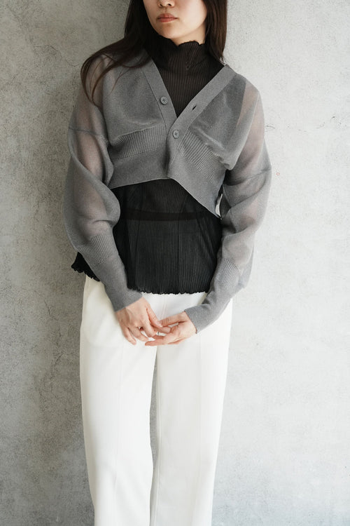 GARTER LUCENT CROPPED CARDIGAN-STEELGRAY-