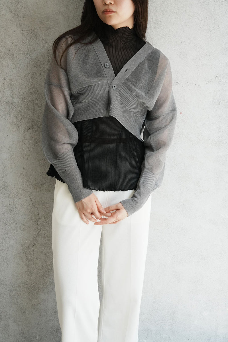 GARTER LUCENT CROPPED CARDIGAN-STEELGRAY-