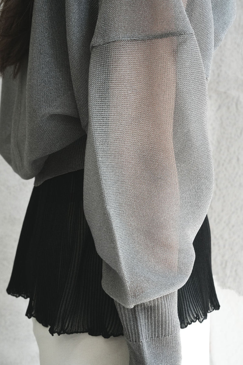 GARTER LUCENT CROPPED CARDIGAN-BLACK-