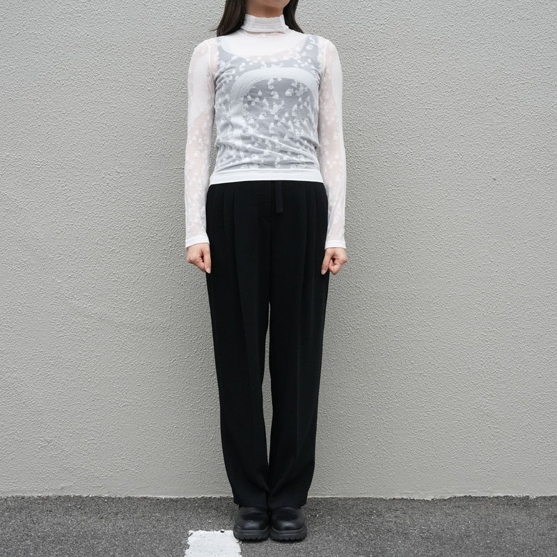 Knitted High Neck Top -BLACK-