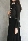 HYPHA LUCENT GLITTER SHIRT CARDIGAN-BLACKBLACK-