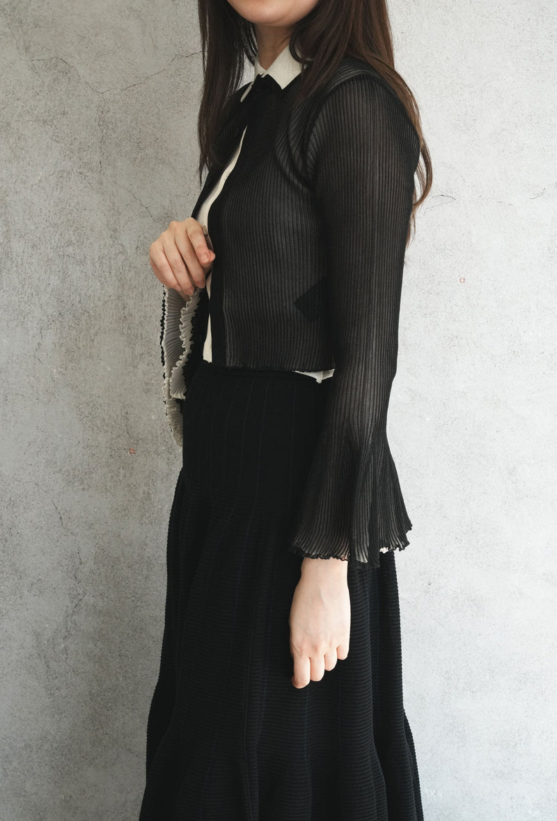 HYPHA LUCENT GLITTER SHIRT CARDIGAN-BLACKBLACK-