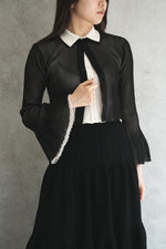 HYPHA LUCENT GLITTER SHIRT CARDIGAN-BLACKBLACK-