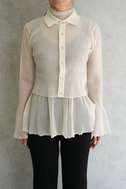 HYPHA LUCENT GLITTER SHIRT CARDIGAN-PEARLGOLD
