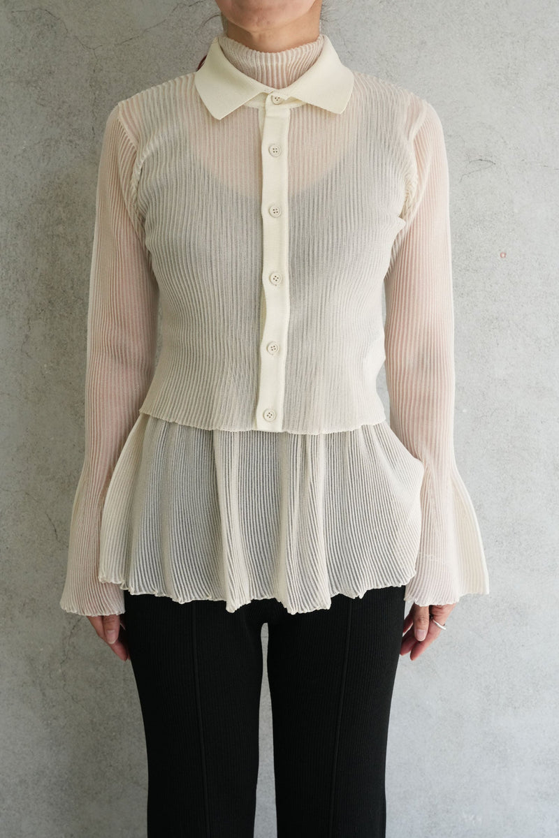 HYPHA LUCENT GLITTER SHIRT CARDIGAN-PEARLGOLD