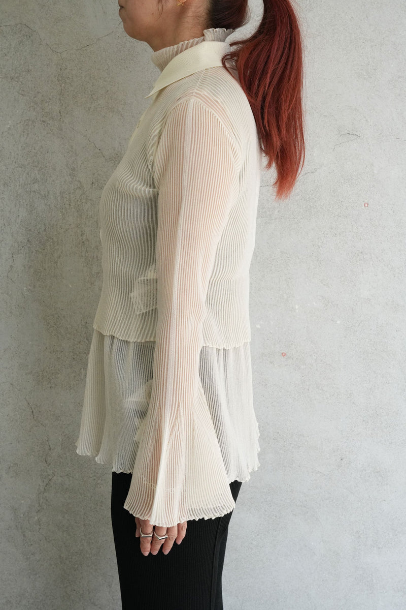 HYPHA LUCENT GLITTER SHIRT CARDIGAN-PEARLGOLD