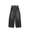 DENIM BARREL LEG JEANS -USED WASH(BLACK)-