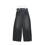 DENIM BARREL LEG JEANS -USED WASH(BLACK)-
