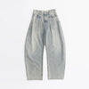 High-waisted Curved Denim-BLUE-