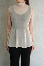 HYPHA LUCENT GLITTER SLEEVELESS TOP-PEARL GOLD-