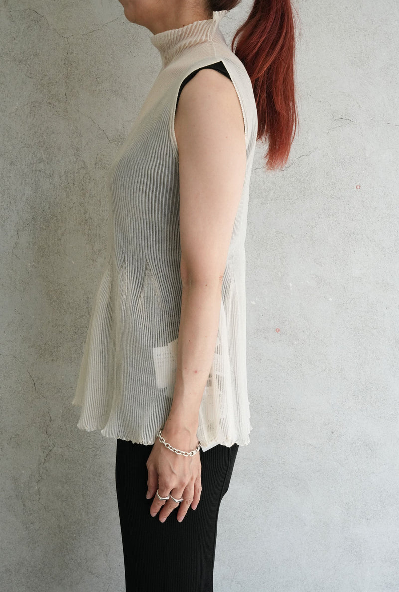 HYPHA LUCENT GLITTER SLEEVELESS TOP-PEARL GOLD-