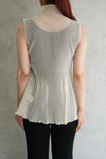 HYPHA LUCENT GLITTER SLEEVELESS TOP-PEARL GOLD-