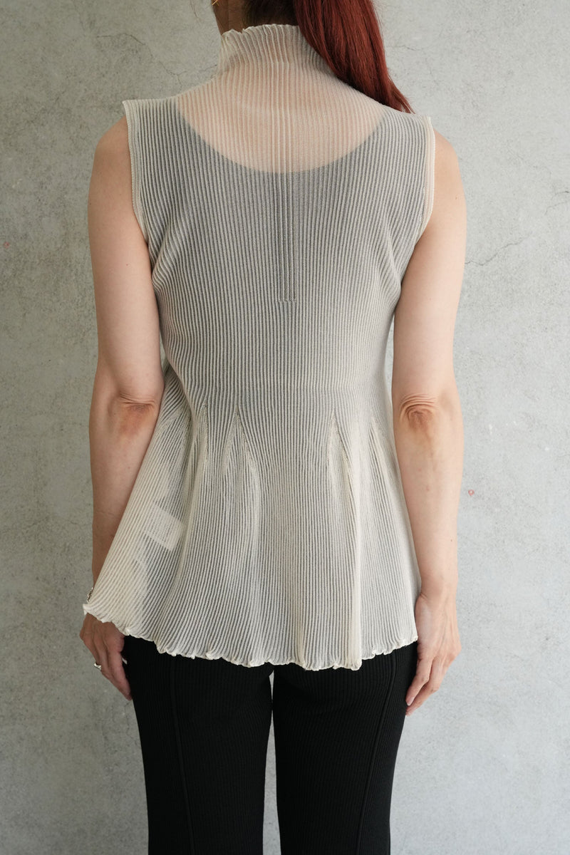 HYPHA LUCENT GLITTER SLEEVELESS TOP-PEARL GOLD-