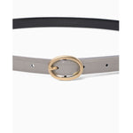 Cow Hide Leather Narrow Belt -BLACK-