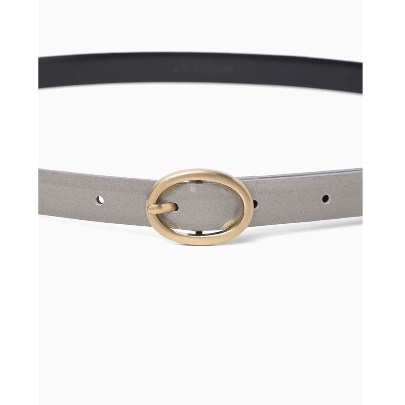 Cow Hide Leather Narrow Belt -BLACK-