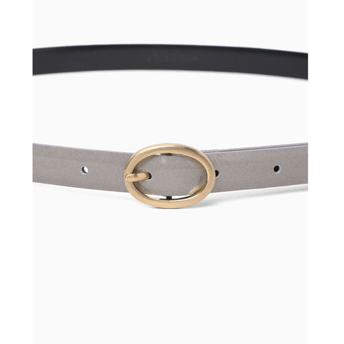 Cow Hide Leather Narrow Belt -GREY-