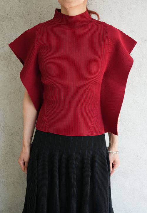 PORTRAIT CREASE TOP-MAROON RED-