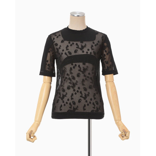 Knitted Crew Neck Top -BLACK-