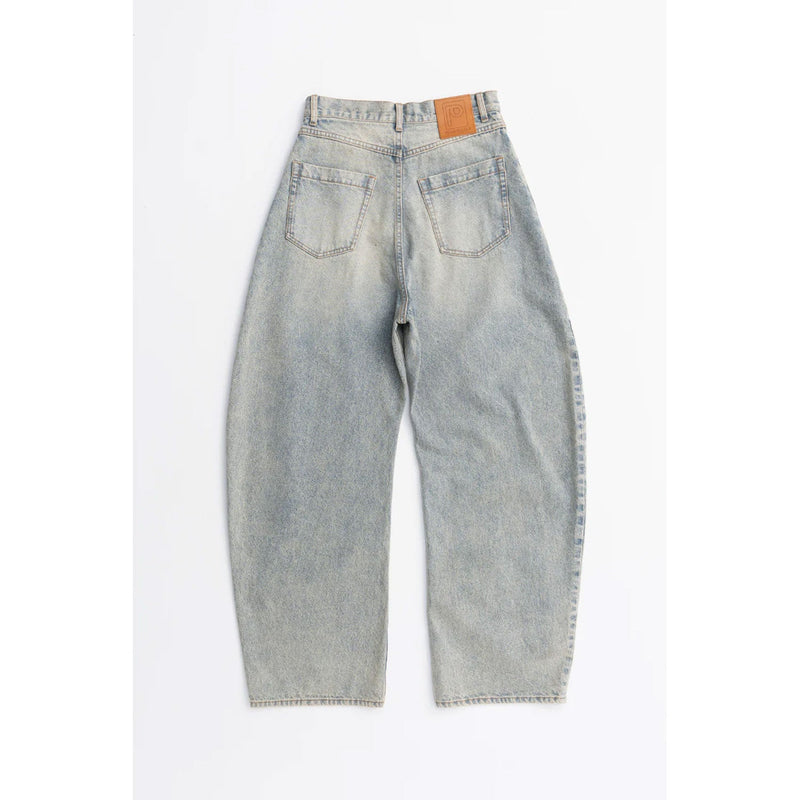High-waisted Curved Denim-BLUE-