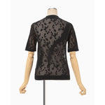 Knitted Crew Neck Top -BLACK-