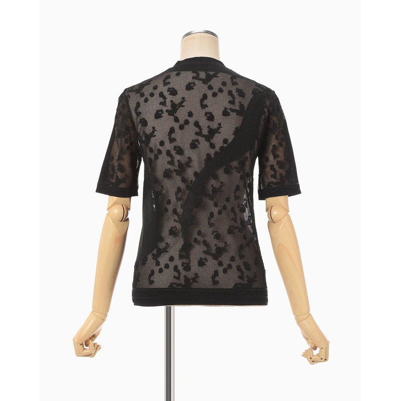 Knitted Crew Neck Top -BLACK-