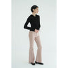 WOOL RIB HOODED TIGHT TOPS -BLACK-