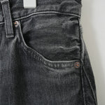 DENIM BARREL LEG JEANS -USED WASH(BLACK)-