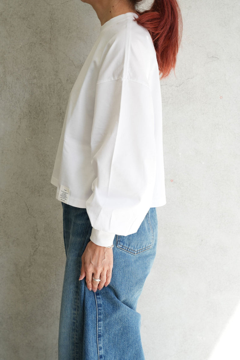 CROPPED LONG-SLV TEE/BIG FIT(6.5OZ)-WHITE -