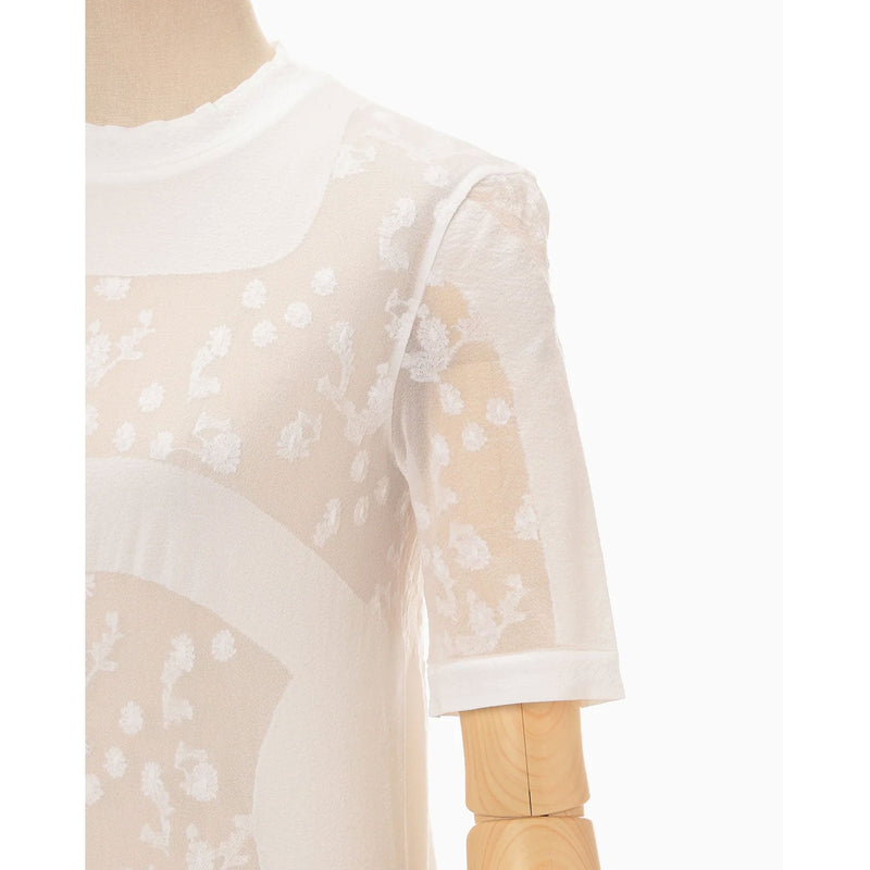 Knitted Crew Neck Top -WHITE-
