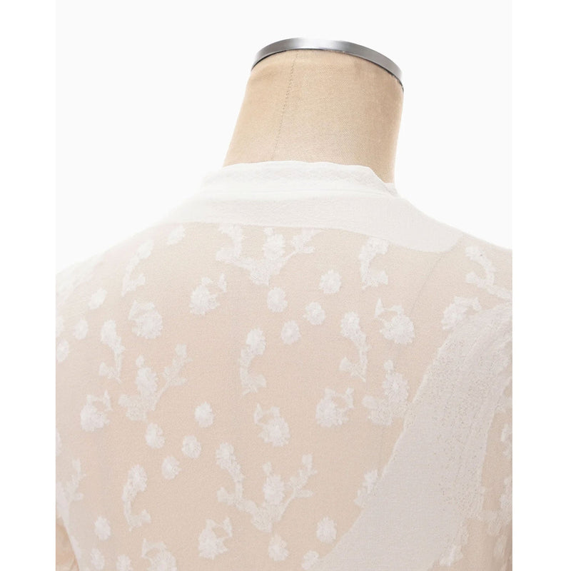 Knitted Crew Neck Top -WHITE-