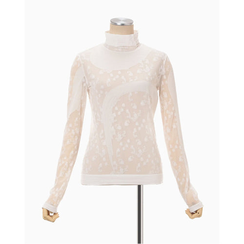 Knitted High Neck Top -WHITE-