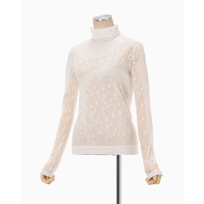 Knitted High Neck Top -BLACK-
