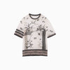 Nature Pattern Sheer Knitted Crew Neck Top-black