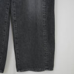 DENIM BARREL LEG JEANS -USED WASH(BLACK)-