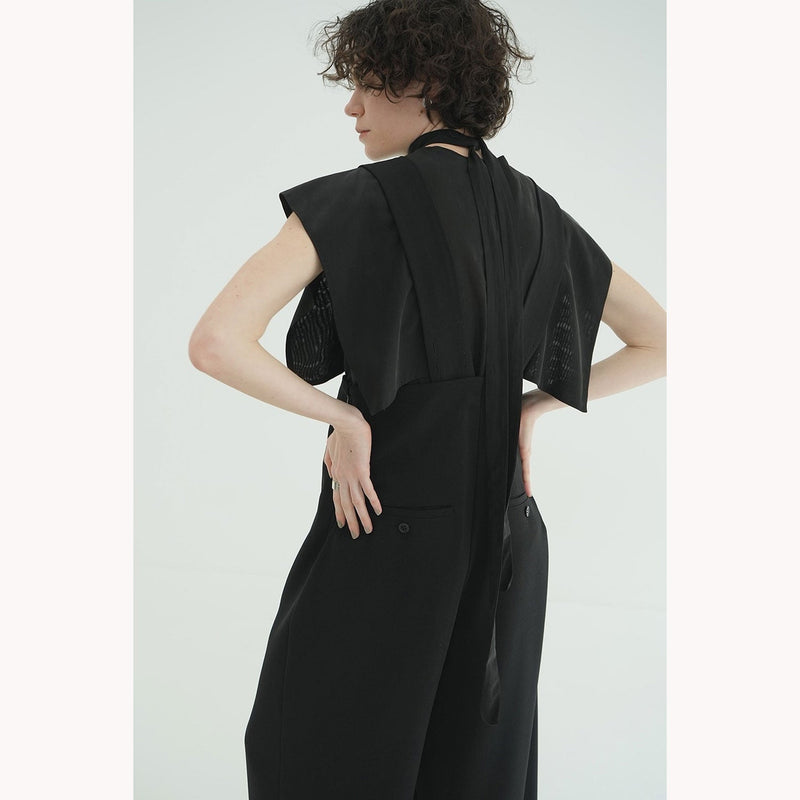 SQUARE SLEEVE BLOUSE -BLACK-