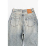 High-waisted Curved Denim-BLUE-