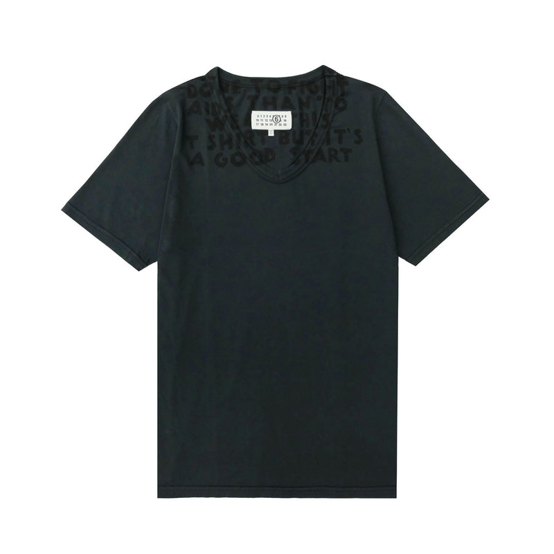 Vネック SIDA TシャツーBLACK-