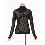 Knitted High Neck Top -BLACK-