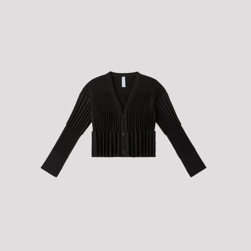 ACCORDION CROPPED CARDIGAN-BLACK-