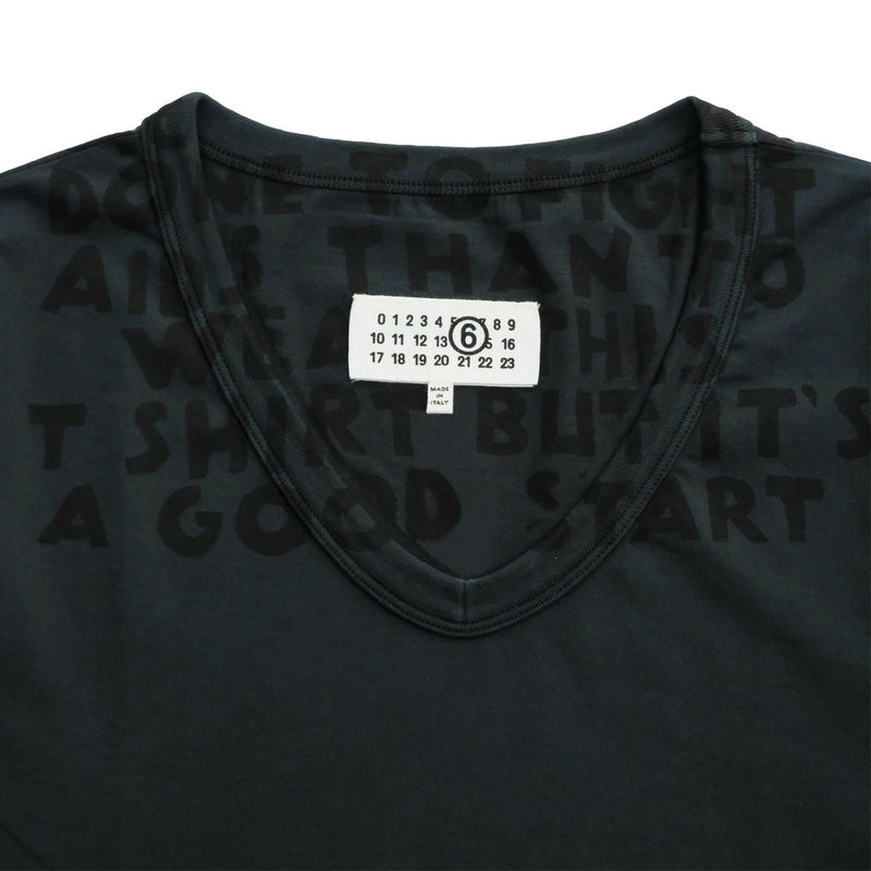 Vネック SIDA TシャツーBLACK-