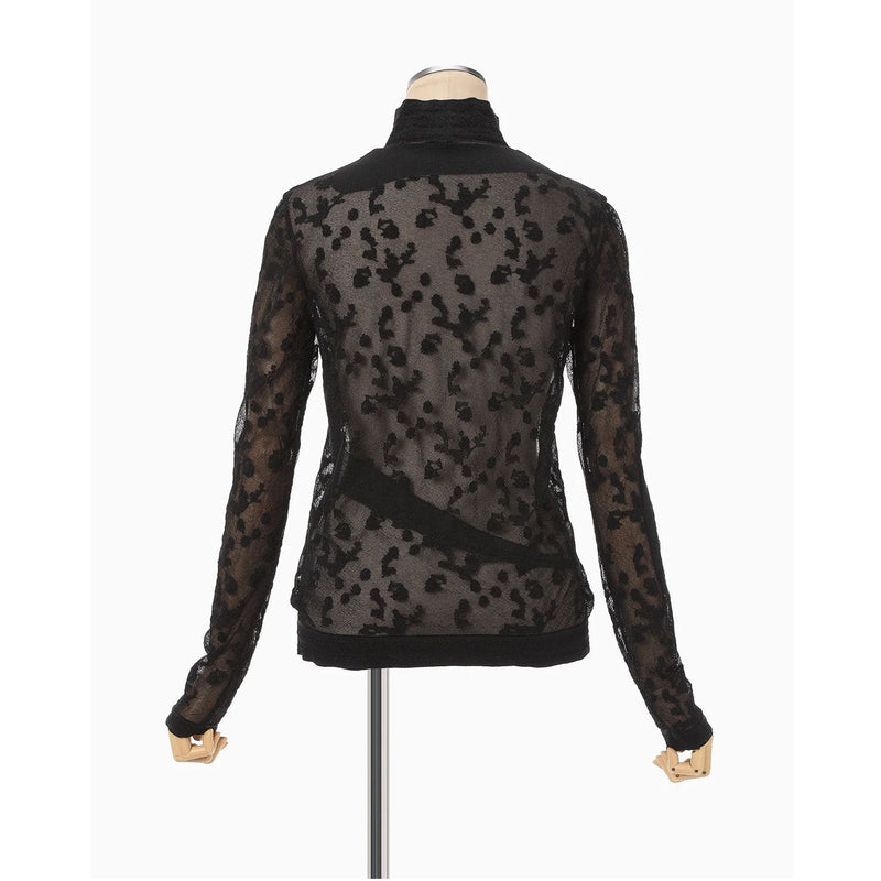 Knitted High Neck Top -BLACK-