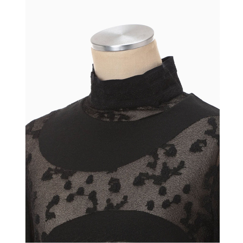 Knitted High Neck Top -BLACK-